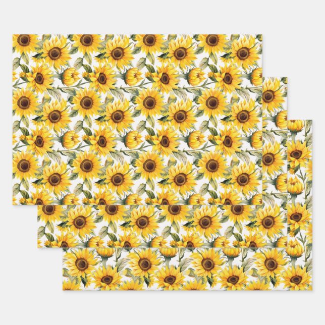 Sun flowers wrapping paper sheet (Set)