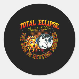 Sun Getting Mooned Total Solar Classic Round Sticker