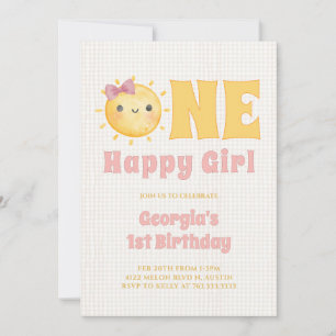 Sun Girl 1st Birthday Invitation