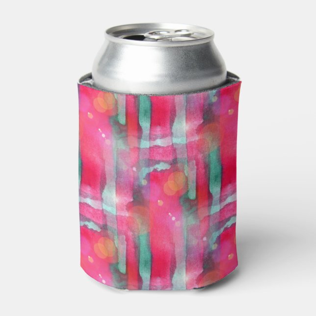 Sun glare abstract painted watercolor can cooler (Can Front)