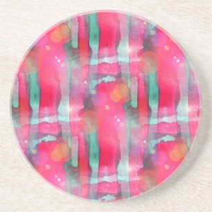 Sun glare abstract painted watercolor coaster