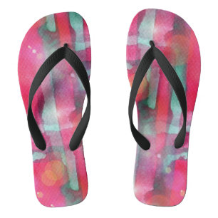 Sun glare abstract painted watercolor flip flops