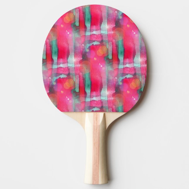 Sun glare abstract painted watercolor ping pong paddle (Front)
