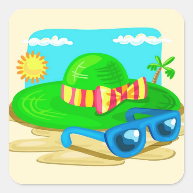 Sun glasses square sticker (Front)