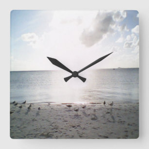 Sun Glory At The Beach Square Wall Clock