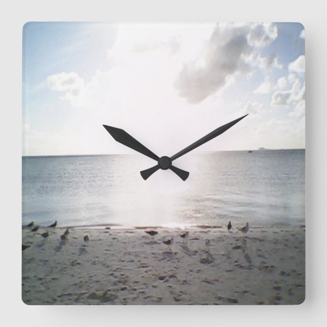 Sun Glory At The Beach Square Wall Clock (Front)