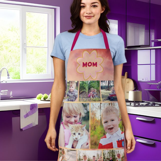 Sun Glow Pink Fade Moms Apron Photo Collage (Creator Uploaded)