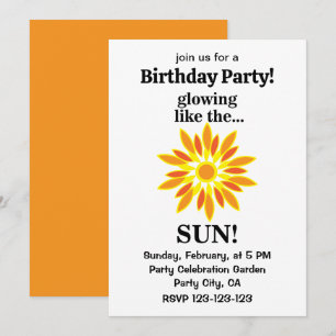 Sun Glowing Like The Sun Birthday Party Invitation