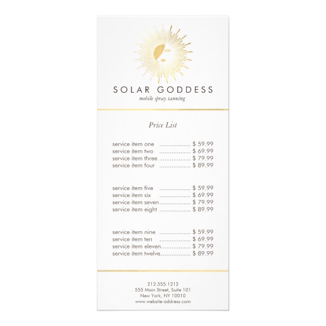 Sun Goddess Girl Logo Spray Tanning Salon Rack Card (Front)