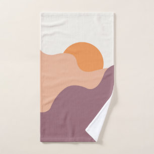Sun goes down behind the purple hills bath towel set