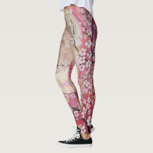 Sun gold pink sakura cherry blossom flowers pants