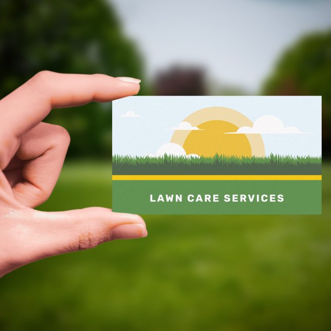 Sun & Grass - Lawn Care Services Business Card (Sun & Grass - Lawn Care Services Business Card)