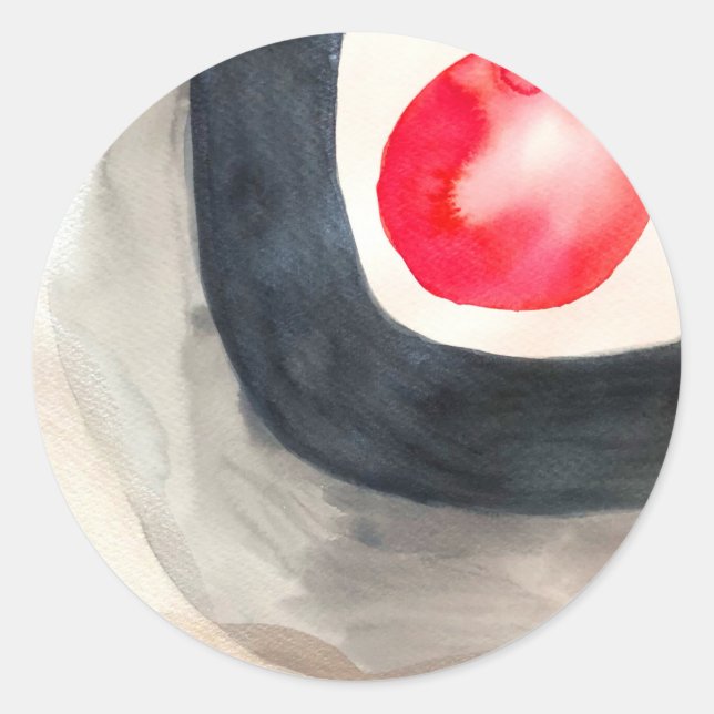 Sun grey and black abstract modern art classic round sticker (Front)