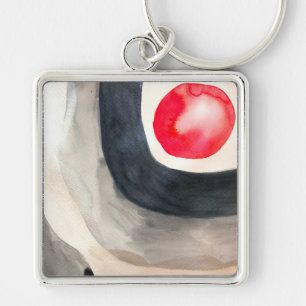 Sun grey and black abstract modern art key ring