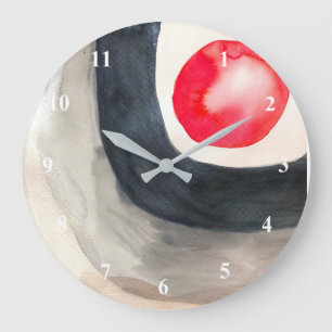 Sun grey and black abstract modern art large clock