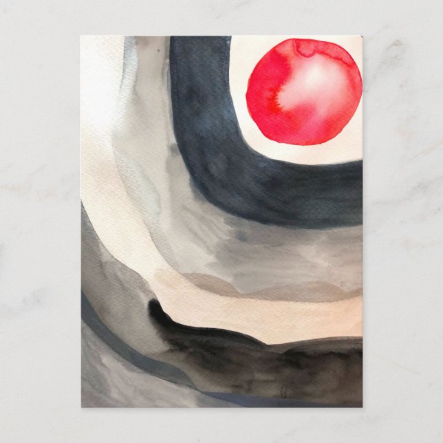 Sun grey and black abstract modern art postcard (Front)