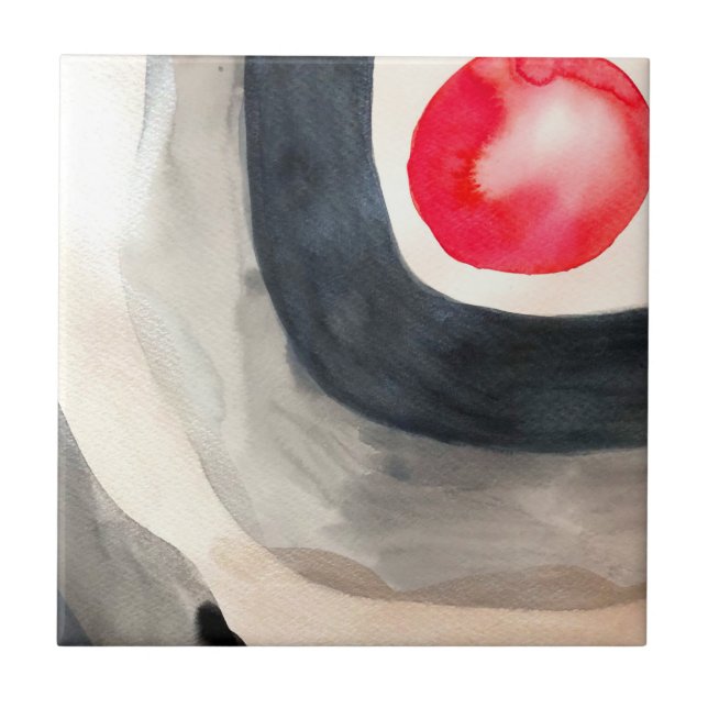 Sun grey and black abstract modern art tile (Front)