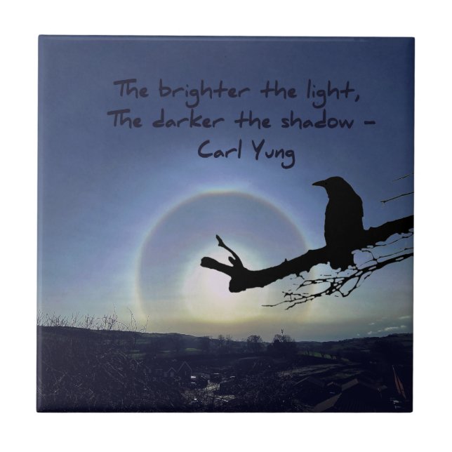 Sun Halo over Wales with a Raven ceramic Tile (Front)