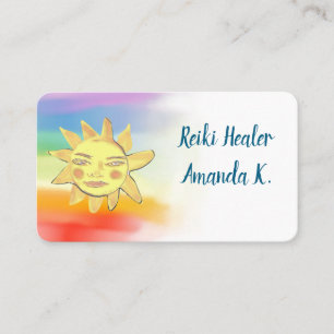 Sun, Happy Face, Psychic, Reiki, Business Cards