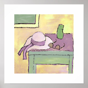 sun hat acrylic painting poster