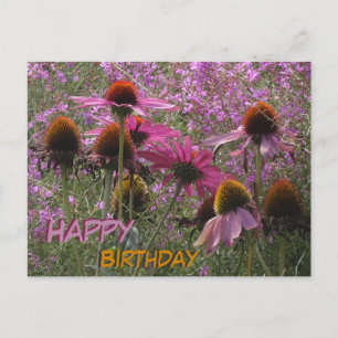 Sun Hat Flowers Cust. Text Happy Birthday Postcard