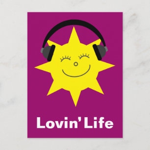 Sun & headphones Lovin' Life postcard