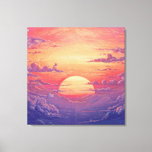 Sun Horizon - Vibrant Painterly Illustration Style Canvas Print