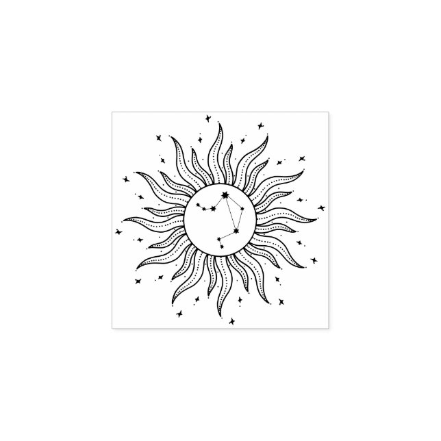 Sun Horoscope Libra | Zodiac Sign Astrology Rubber Stamp (Imprint)