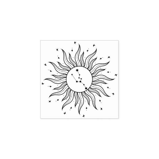 Sun Horoscope Taurus | Zodiac Sign Astrology Rubber Stamp (Imprint)