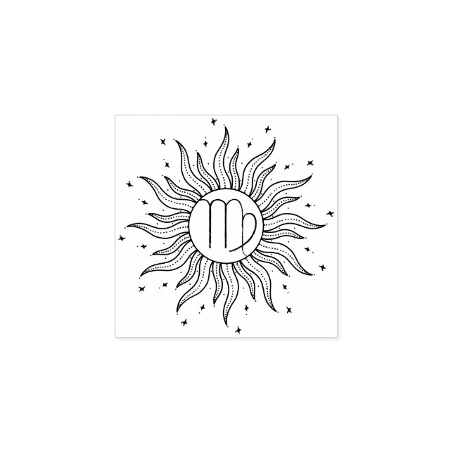 Sun Horoscope Virgo Rubber Stamp (Imprint)