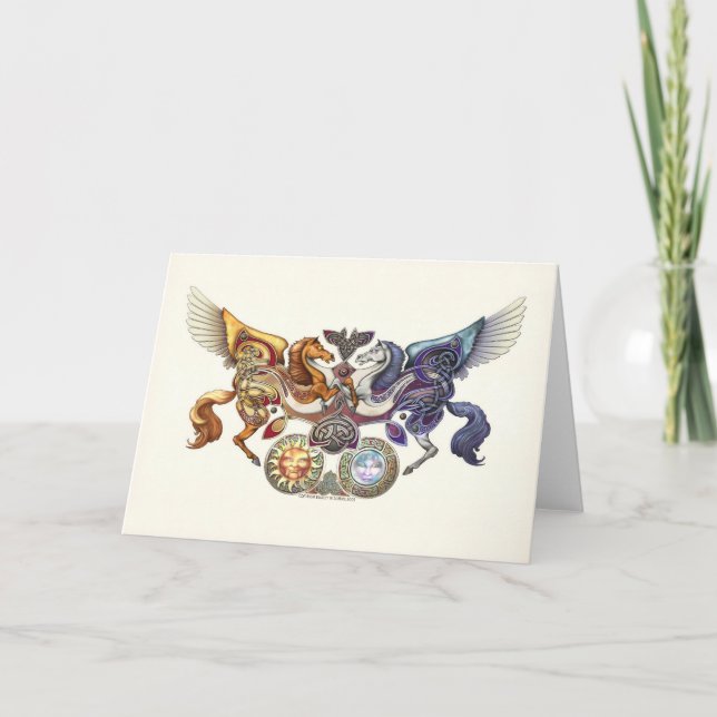 Sun Horse, Moon Horse Greeting Card (Front)