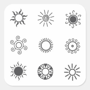 Sun icon set square sticker