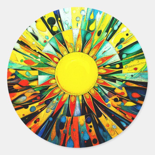 Sun In Abstract 910 Classic Round Sticker (Front)