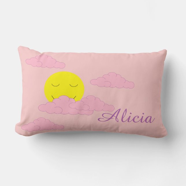 Sun in Hazy Sky: Light Pink  Lumbar Cushion (Front)