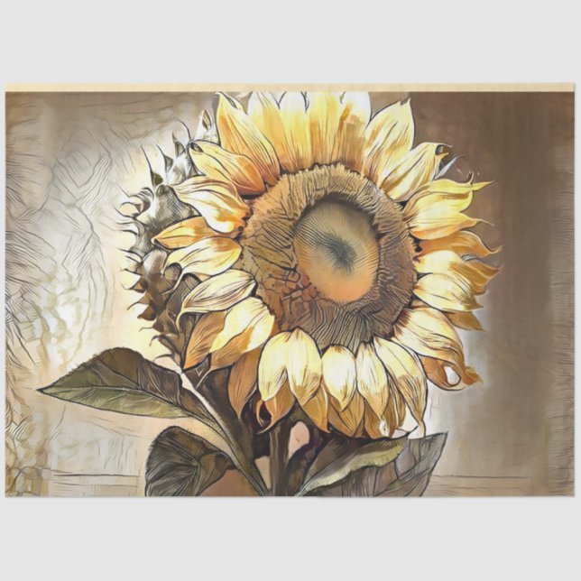 Sun In Sunflower Modern Art Collection Tissue Paper (Front)