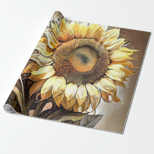 Sun In Sunflower Modern Art Collection Wrapping Paper
