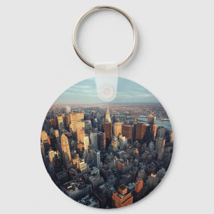 Sun Is Setting On New York City City-scape View Key Ring