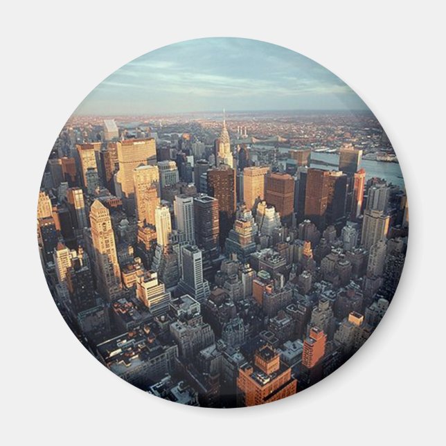 Sun Is Setting On New York City City-scape View Magnet (Front)