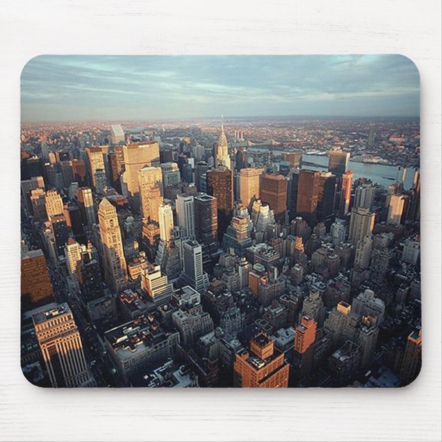 Sun Is Setting On New York City City-scape View Mouse Mat (Front)