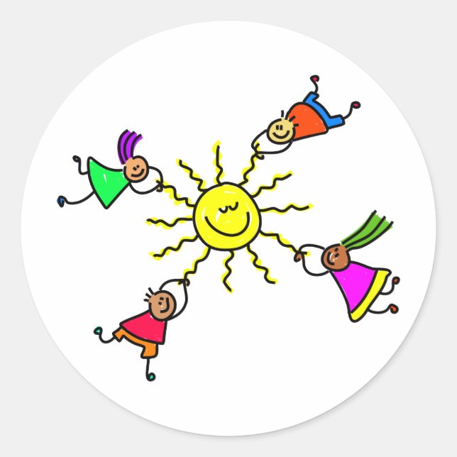Sun Kids Classic Round Sticker (Front)