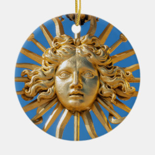 Sun King on Golden gate of Versailles castle Ceramic Tree Decoration