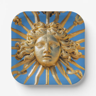 Sun King on Golden gate of Versailles castle Paper Plate