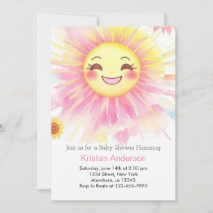 Sun-Kiss A Little Ray of Sunshine Girl Baby Shower Invitation