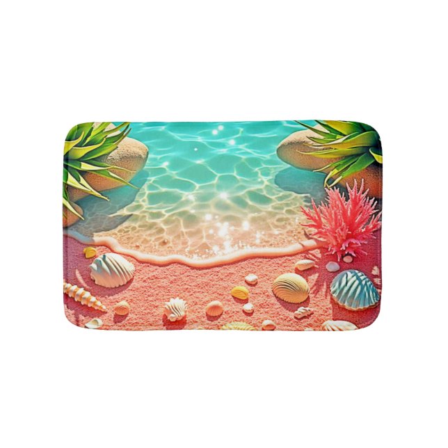 Sun-kissed Beach Shells Design Bath Mat (Front)