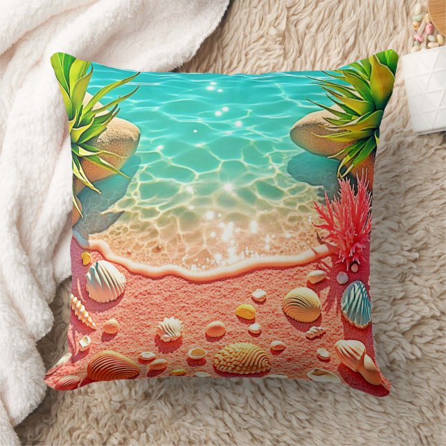 Sun-kissed Beach Shells Design Cushion (Blanket)