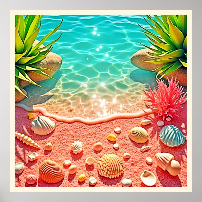 Sun-kissed Beach Shells Design Poster (Front)