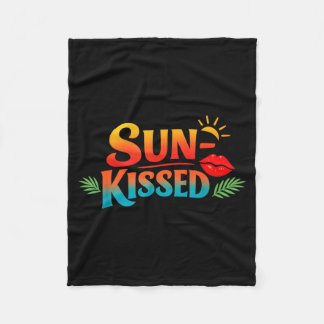 Sun Kissed Beach Summer Vacation Trocal Lips Fleece Blanket