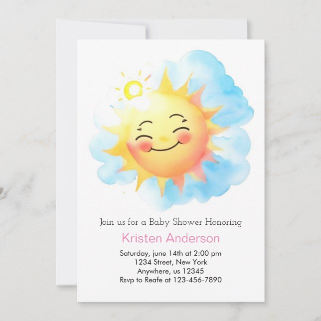 Sun-Kissed Blessings Sunshine Girl Baby Shower Invitation (Front)