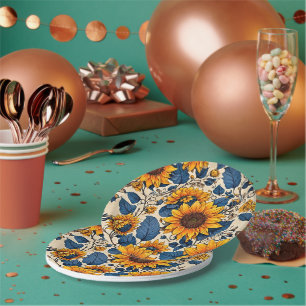 Sun-Kissed Blooms: Vibrant Sunflowers Artwork Paper Plate
