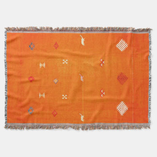 Sun-Kissed Comfort: Orange Boho Moroccan Throw Blanket